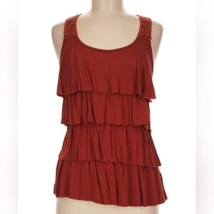 VTG Wet Seal boho tiered tank top in a warm rust/terracotta brown Womens Med